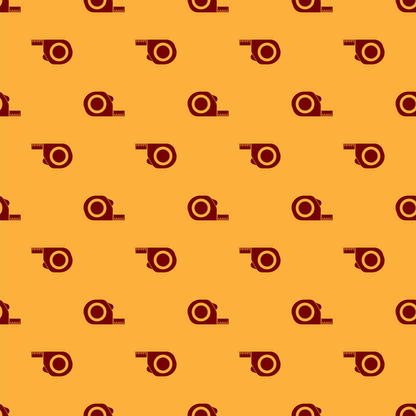 rotes Roulette-Bausymbol isoliert nahtloses Muster auf braunem Hintergrund. Maßband-Symbol. Vektorillustration - Vektor, Bild