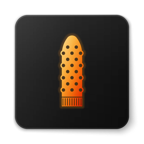 Orange glowing Dildo vibrator for sex games icon isolated on white background. Sex toy for adult. Vaginal exercise machines for intimate. Black square button. Vector Illustration - Διάνυσμα, εικόνα