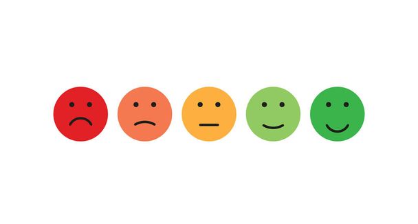érzelmek értékelése különböző színű lapos stílusban - Vektor, kép