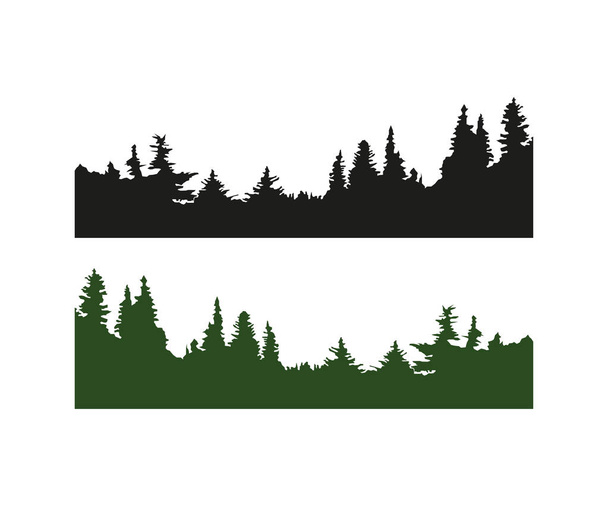 silueta del bosque en plano sobre fondo blanco
 - Vector, Imagen