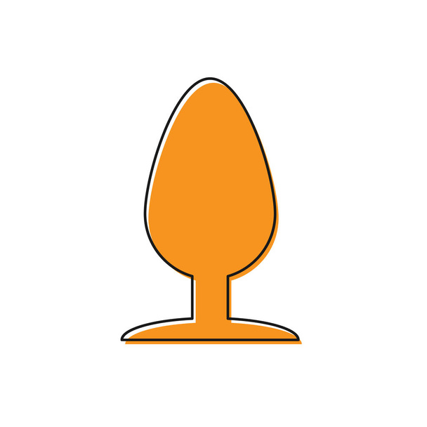 オレンジアナルプラグアイコンは、白い背景に分離されています。バットプラグサイン。フェティッシュアクセサリー。男性と女性のためのセックスおもちゃ。ベクトルイラストレーション - ベクター画像