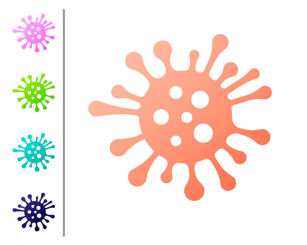 Coral Bactérias ícone isolado no fundo branco. Bactérias e germes, causadores de doenças de microrganismos, câncer de células, micróbios, vírus, fungos. Definir ícones de cor. Ilustração vetorial
 - Vetor, Imagem