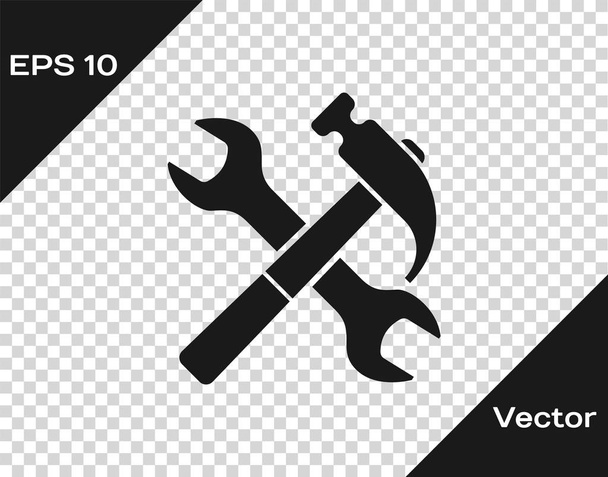 Grey Crossed hammer and wrench icon isolated on transparent background. Hardware tools. Vector Illustration - Vector, Image