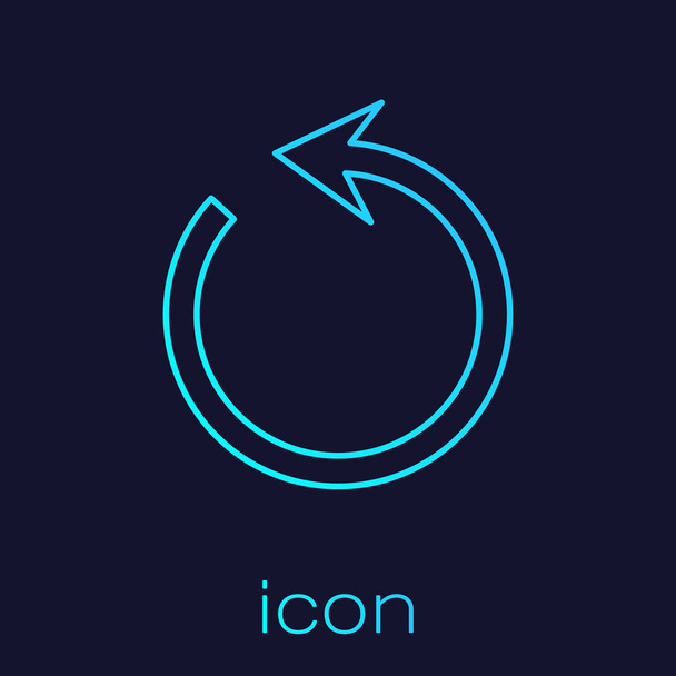 Línea turquesa Refrescar icono aislado sobre fondo azul. Recargar símbolo. Flecha de rotación en un signo de círculo. Ilustración vectorial
 - Vector, imagen