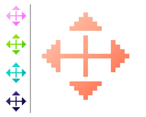Šipky korálového obrazového bodu ve čtyřech směrech, ikona izolovaná na bílém pozadí. Znak přesunu kurzoru. Nastavte barevné ikony. Vektorová ilustrace - Vektor, obrázek