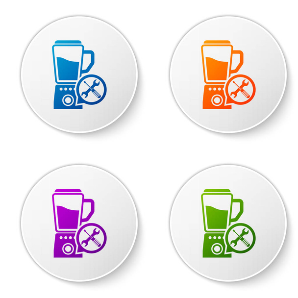 Color Blender with screwdriver and wrench icon isolated on white background. Adjusting, service, setting, maintenance, repair, fixing. Set icons in circle buttons. Vector Illustration - Vector, Image