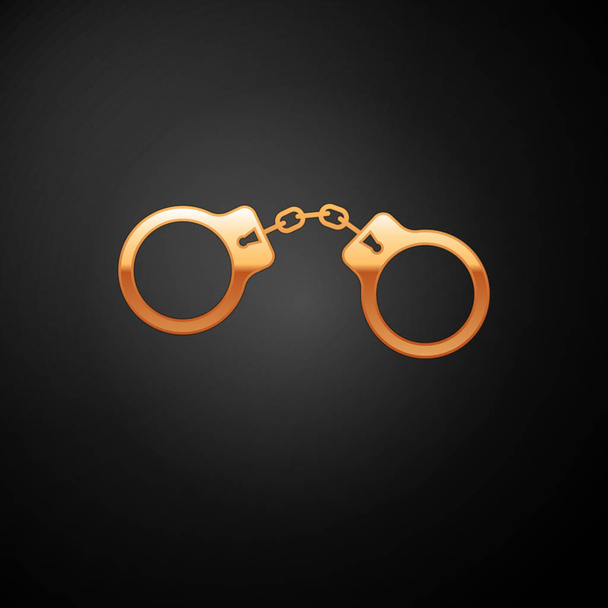 Gold Handcuffs icon isolated on black background. Vector Illustration - Vector, Image