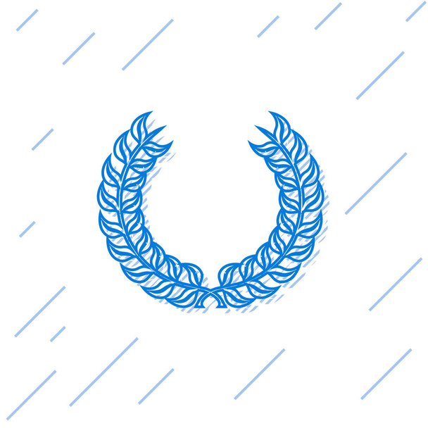 Blue line Laurel wreath icon isolated on white background. Triumph symbol. Vector Illustration - Vector, Image