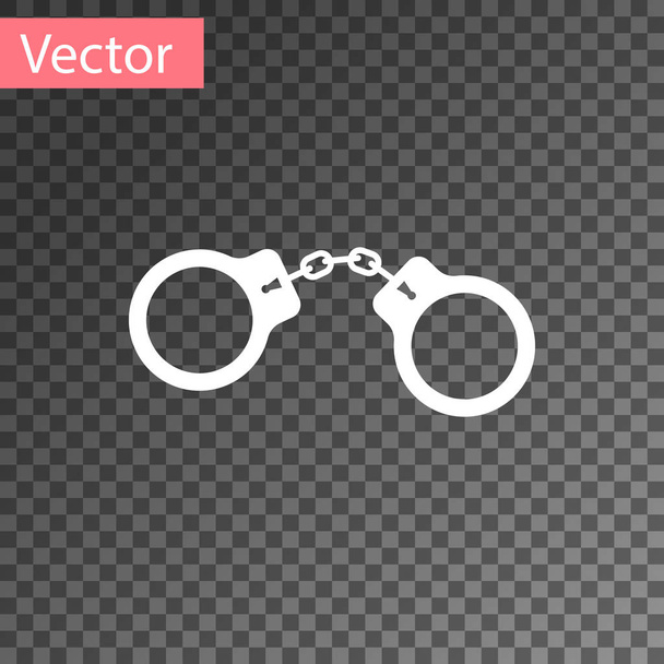 White Handcuffs icon isolated on transparent background. Vector Illustration - Vector, Image
