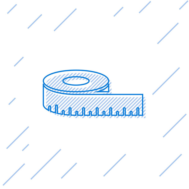Blue line Tape measure icon isolated on white background. Measuring tape. Vector Illustration - Vector, Image