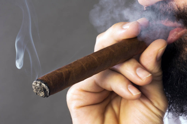 smoking cigar close-up - Foto, Imagen