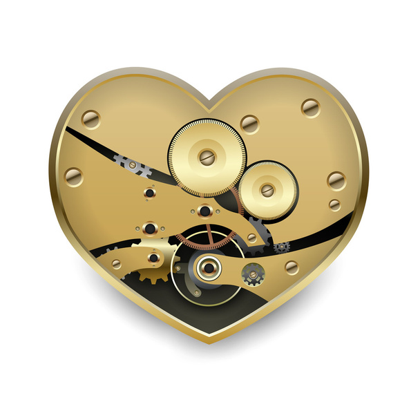 metalen steampunk hart - Vector, afbeelding