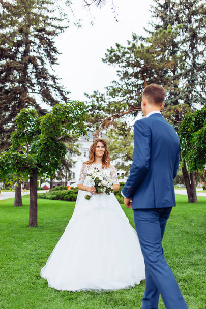 beautiful young wedding couple in nature, couple in love - Foto, Bild