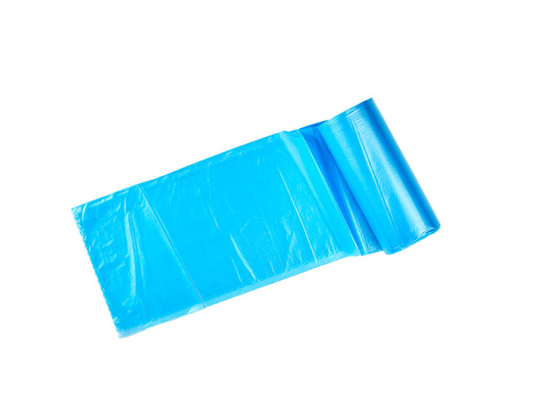 csavart kék műanyag zacskók a bin - Fotó, kép