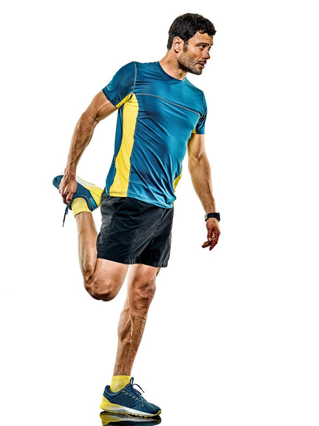 volwassen man running runner joggen jogger geïsoleerde wit achtergrond - Foto, afbeelding