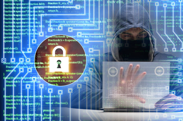 Young hacker in cybersecurty concept - Foto, Bild