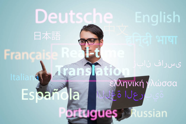 Έννοια της μετάφρασης σε πραγματικό χρόνο από ξένη γλώσσα - Φωτογραφία, εικόνα