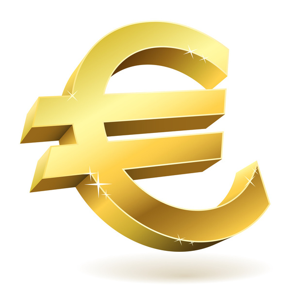 3D golden Euro sign isolated on white vector illustration. - Vector, Image