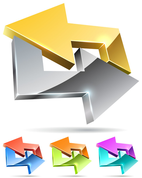 Gold and silver arrow cycle 3D icon - Vektor, kép