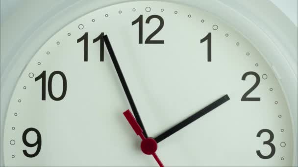 Twee uur is het tijd werk, witte Wandklok op groene achtergrond, timelapse klok lopen 30 minuten. - Video