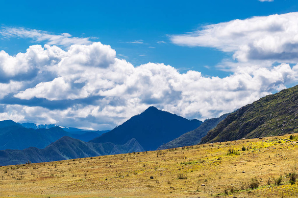Semi-desert with mountain ranges. Altai Republic, South Siberia, - Fotoğraf, Görsel