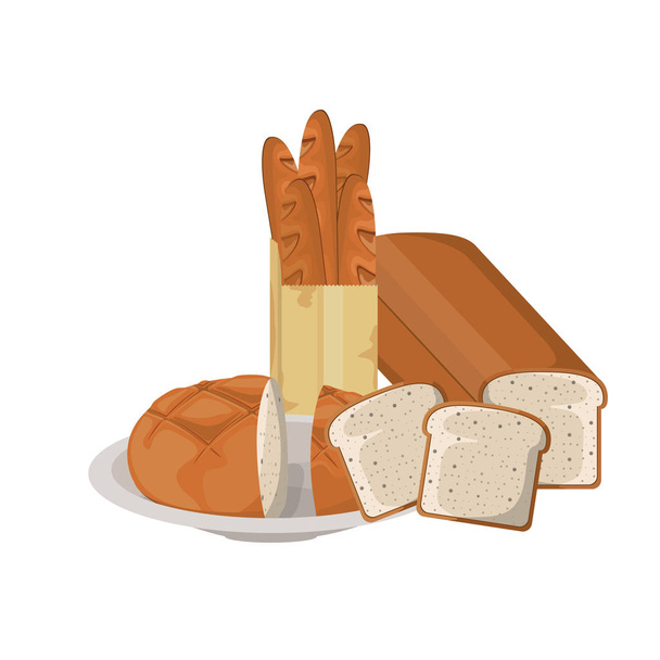 pan de panadería fresco y delicioso
 - Vector, Imagen
