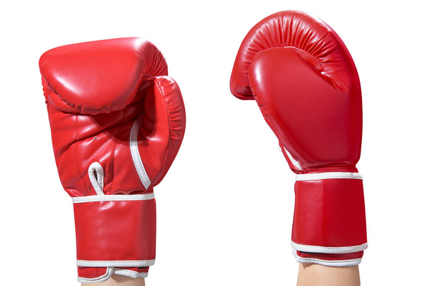 Hands with red boxing gloves - Foto, Imagen
