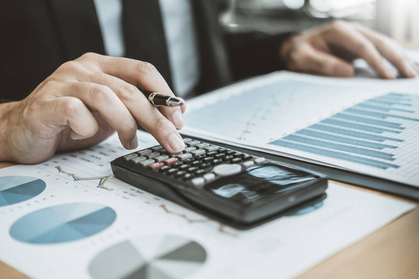 Business man Accounting Calculating Cost Economic budget putting - Фото, зображення
