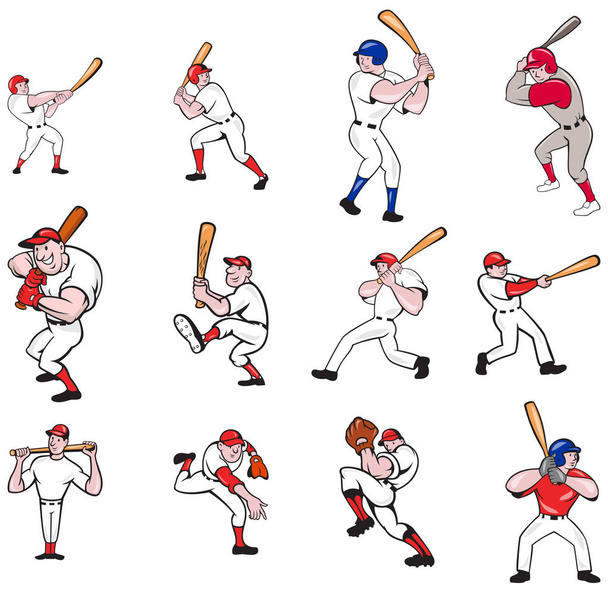 野球選手漫画セット - ベクター画像