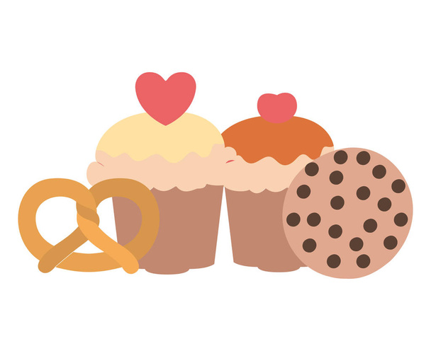 set of delicious and fresh bakery cakes - Vector, Image