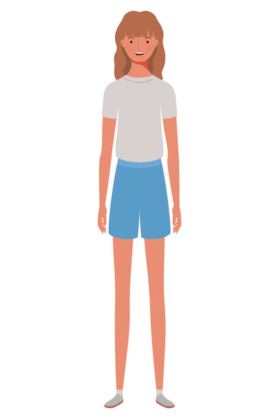 young woman standing on white background - Vector, Image