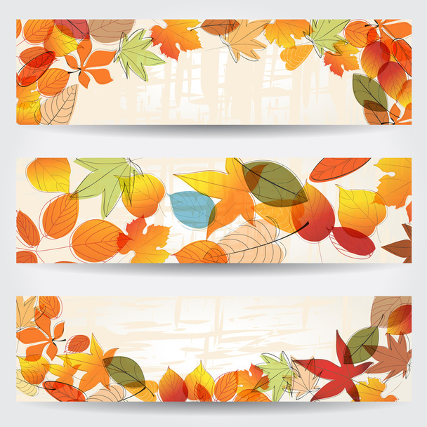 Coloridas banderas de hojas de otoño
 - Vector, Imagen