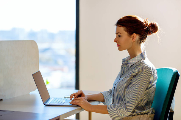 Business woman working on laptop in the office. - Fotoğraf, Görsel