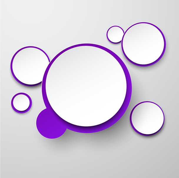 Paper white-violet round speech bubbles. - Vector, imagen