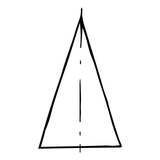Triangle with center. Sketch, hand drawing. Black outline on white background. Vector illustration - Vector, Image