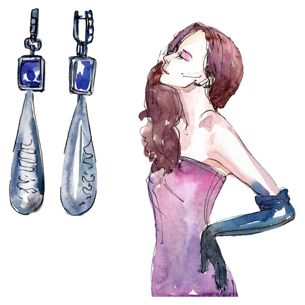 Fashionable sketch glamour illustration in a watercolor style isolated element. Watercolour background set. - 写真・画像