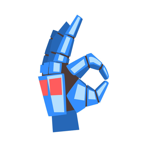 Ruční ruka se strojním gestem, mechanické gesto dlaně, ilustrace vektorová inteligence - Vektor, obrázek