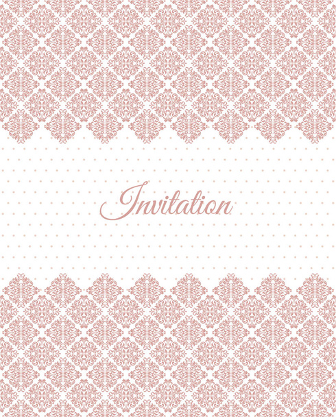 Elegant invitation card. layout with pink vintage ornament.  - Vector, Image