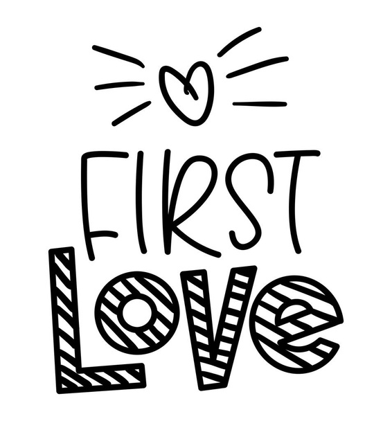 First Love. Hand draw illustration - Vector, afbeelding