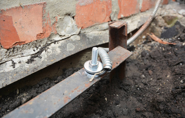 Earthing electrode installing for house electricity protection  - Photo, Image