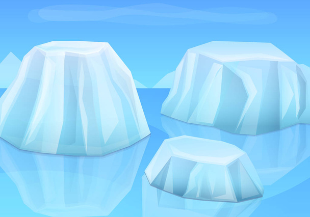 cartoon glaciers in the ocean, vector illustration - Vector, imagen