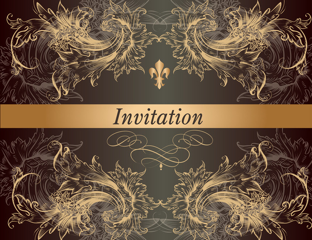 Beautiful invitation card in vintage classic style - Vektor, Bild