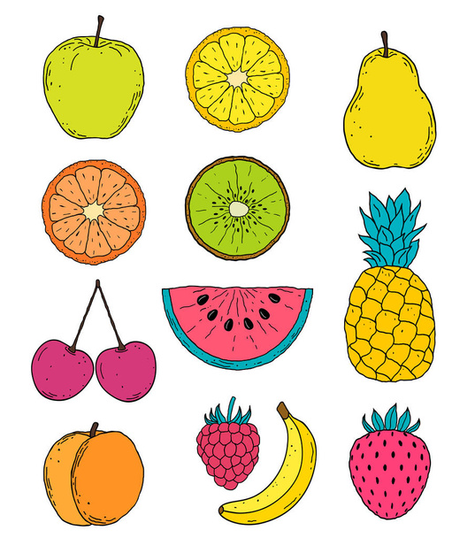 hand drawn fruits - Vector, Image