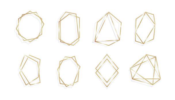 Set of geometric golden frame invitation cards isolared background line art - Vector, Image