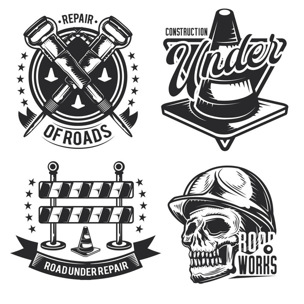 Set of road works emblems - Vector, Image
