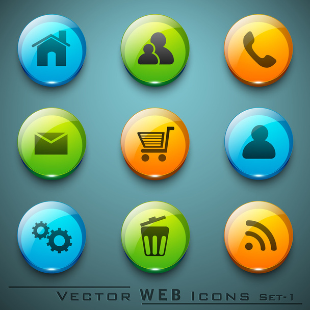 3D web 2.0 mail icons set can be used for websites, web applicat - Vektori, kuva