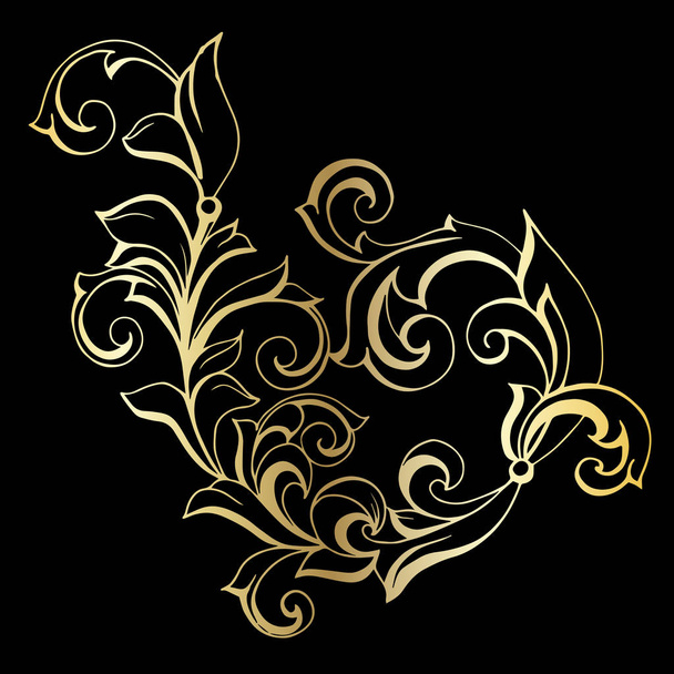 手描きのヴィンテージバロック様式のベクトルセット。レトロなパターンのアンティークスタイルのアカンサス - ベクター画像