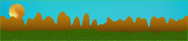 Cyan sky, and mountains landscape.  - Vector, Image
