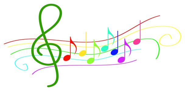 Notes musicales colorées sur portée
 - Vecteur, image