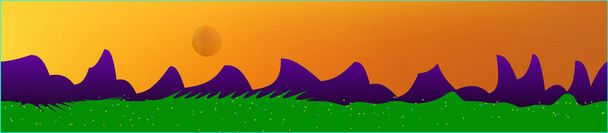 Orange red sky, and mountains landscape.  - Vector, Image